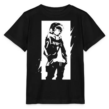 Shibuya's cool Cyberpunk Style Anime Boy Otaku - Stanley/Stella Kinder T-Shirt MINI CREATOR  - Schwarz - Vorne - Mikhail (115cm)
