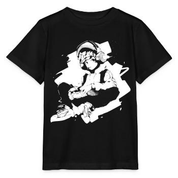 Shibuya's cool Cyberpunk Style Anime Boy Otaku - Stanley/Stella Kinder T-Shirt MINI CREATOR  - Schwarz - Vorne - Mikhail (115cm)