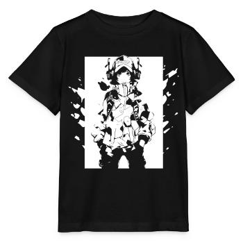 Shibuya's cool Cyberpunk Style Anime Boy Otaku - Stanley/Stella Kinder T-Shirt MINI CREATOR  - Schwarz - Vorne - Mikhail (115cm)