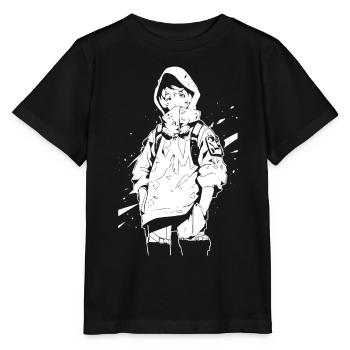 Shibuya's cool Cyberpunk Style Anime Boy Otaku - Stanley/Stella Kinder T-Shirt MINI CREATOR  - Schwarz - Vorne - Mikhail (115cm)
