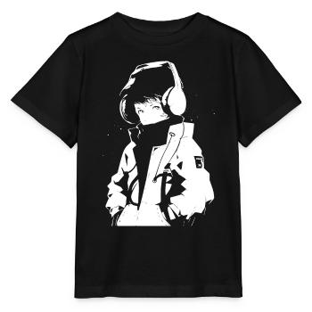 Shibuya's cool Cyberpunk Style Anime Boy Otaku - Stanley/Stella Kinder T-Shirt MINI CREATOR  - Schwarz - Vorne - Mikhail (115cm)