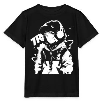 Shibuya's cool Cyberpunk Style Anime Boy Otaku - Stanley/Stella Kinder T-Shirt MINI CREATOR  - Schwarz - Vorne - Mikhail (115cm)