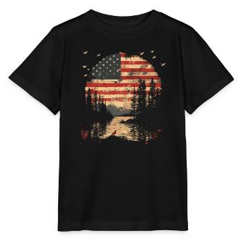 Forêts États-Unis Drapeau américain Jour de l’indépendance - T-shirt bio MINI CREATOR Stanley/Stella Enfant - noir - Devant - Mikhail (115cm)