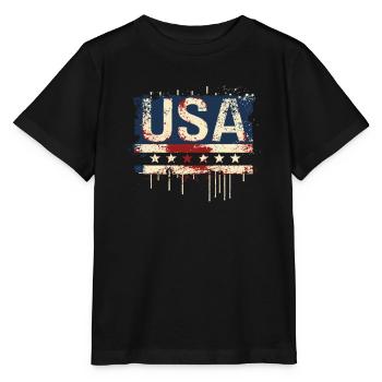 Drapeau du Jour de l’Indépendance des États-Unis - T-shirt bio MINI CREATOR Stanley/Stella Enfant - noir - Devant - Mikhail (115cm)