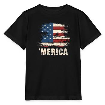 'Merica United States American Independence Day - T-shirt bio MINI CREATOR Stanley/Stella Enfant - noir - Devant - Mikhail (115cm)