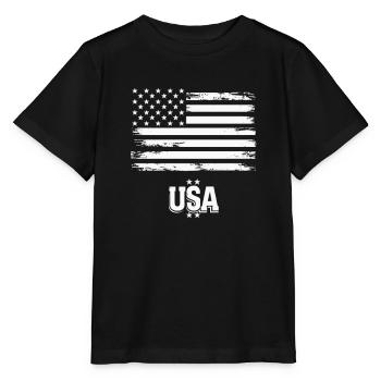 Jour de l’indépendance Drapeau américain des États-Unis Blanc - T-shirt bio MINI CREATOR Stanley/Stella Enfant - noir - Devant - Mikhail (115cm)
