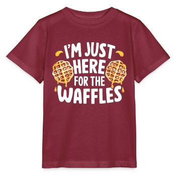I'm Just Here For The Waffles - Stanley/Stella Kinder T-Shirt MINI CREATOR  - Burgunderrot - Vorne - Kain (125cm)