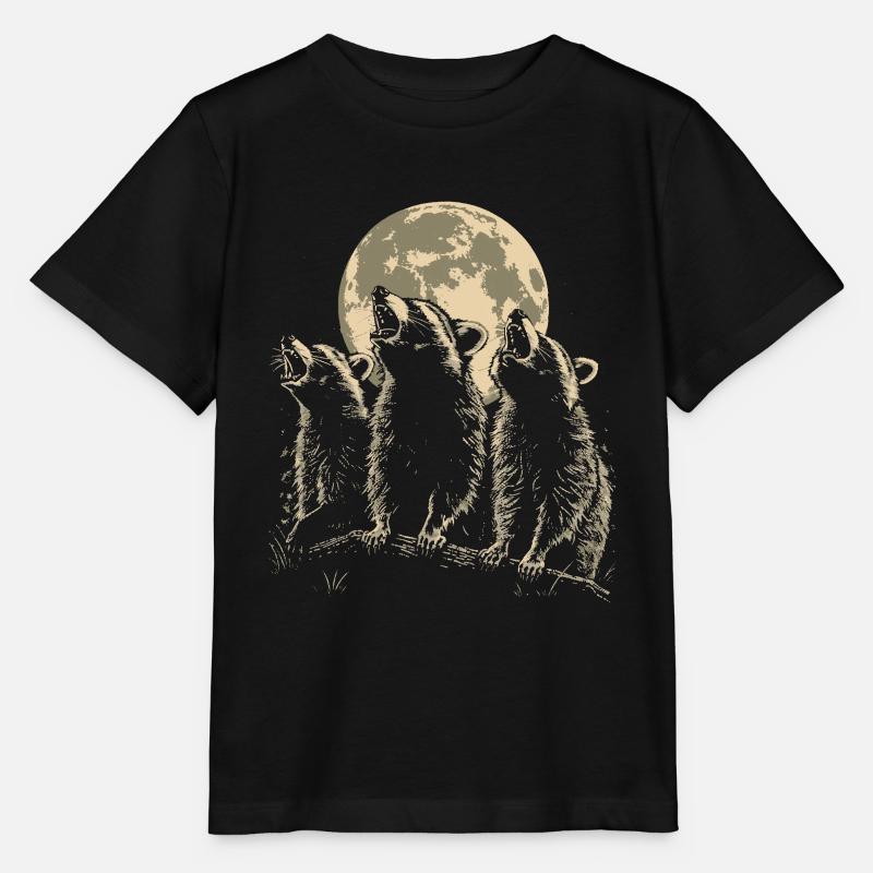 3 raton laveur lune hurlant raton laveur mignon - T-shirt bio MINI CREATOR Stanley/Stella Enfant - noir