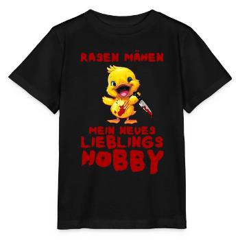 Tondre la pelouse passe-temps préféré - canard avec couteau - T-shirt bio MINI CREATOR Stanley/Stella Enfant - noir - Devant - Mikhail (115cm)