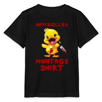 Official Monday Shirt - Duck with Knife - Stanley/Stella MINI CREATOR Kids’ T-Shirt - black - Front - Mikhail (115cm)