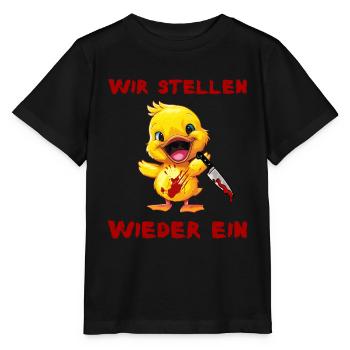 Set again - Duck with knife Halloween - Stanley/Stella MINI CREATOR Kids’ T-Shirt - black - Front - Mikhail (115cm)