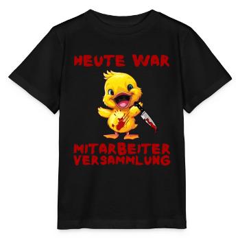 Réunion du personnel - Canard au couteau Halloween - T-shirt bio MINI CREATOR Stanley/Stella Enfant - noir - Devant - Mikhail (115cm)