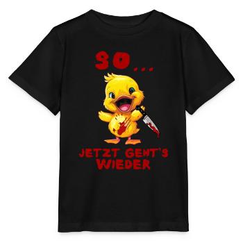 Alors maintenant, c’est reparti - Couteau de canard Halloween - T-shirt bio MINI CREATOR Stanley/Stella Enfant - noir - Devant - Mikhail (115cm)