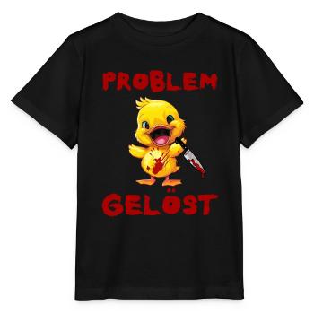 Problème résolu - Canard avec couteau Halloween - T-shirt bio MINI CREATOR Stanley/Stella Enfant - noir - Devant - Mikhail (115cm)