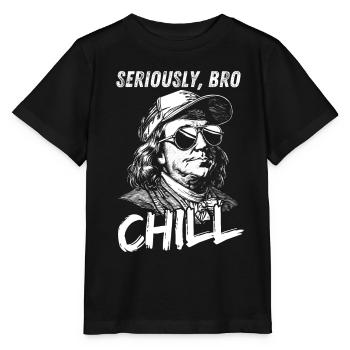 Seriously Bro Chill Benjamin Franklin Meme Figurine - Stanley/Stella MINI CREATOR Kids’ T-Shirt - black - Front - Mikhail (115cm)