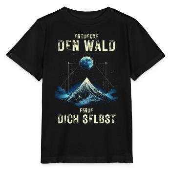 Entdecke den Wald - Natur Wandern Outdoor - Stanley/Stella Kinder T-Shirt MINI CREATOR  - Schwarz - Vorne - Mikhail (115cm)