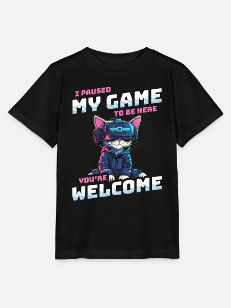 Keskeytin juuri pelini ollakseni täällä - Cat VR Glasses - Stanley/Stella MINI CREATOR lasten t-paita - musta