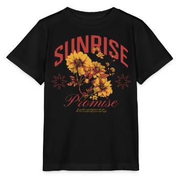 Sunrise Promise Design d’art floral - T-shirt bio MINI CREATOR Stanley/Stella Enfant - noir - Devant - Mikhail (115cm)