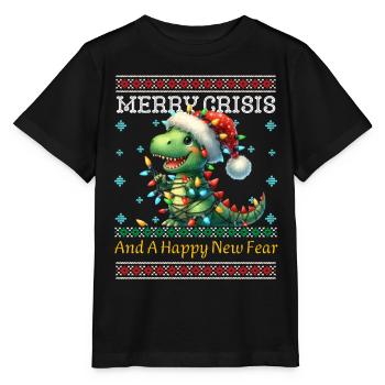 Merry Crisis Weihnachten Dino Ugly Christmas - Stanley/Stella Kinder T-Shirt MINI CREATOR  - Schwarz - Vorne - Mikhail (115cm)