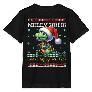 Dino Ugly Christmas Merry Crisis Weihnachten - Stanley/Stella Kinder T-Shirt MINI CREATOR  - Schwarz - Vorne - Mikhail (115cm)