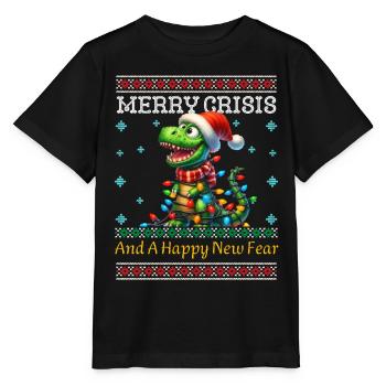 Dino Ugly Christmas Merry Crisis Feiertage - Stanley/Stella Kinder T-Shirt MINI CREATOR  - Schwarz - Vorne - Mikhail (115cm)
