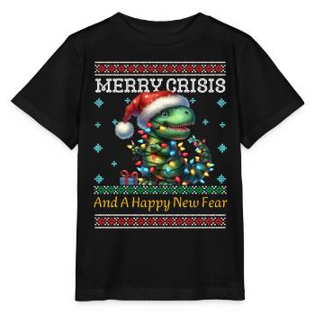 Dino Merry Crisis Ugly Christmas Weihnachten - Stanley/Stella Kinder T-Shirt MINI CREATOR  - Schwarz - Vorne - Mikhail (115cm)