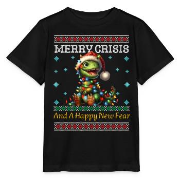 Dino Merry Crisis Weihnachten Ugly Christmas - Stanley/Stella Kinder T-Shirt MINI CREATOR  - Schwarz - Vorne - Mikhail (115cm)