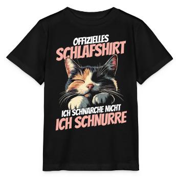 nieOffizielles Schlafshirt - Dreifarbiges Kätzchen - Stanley/Stella Kinder T-Shirt MINI CREATOR  - Schwarz - Vorne - Mikhail (115cm)