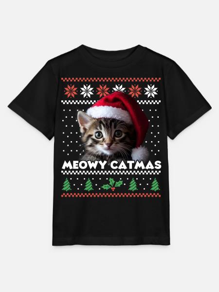 Meowy Catmas Weihnachten Partnerlook Katzenmama - Stanley/Stella Kinder T-Shirt MINI CREATOR - Schwarz