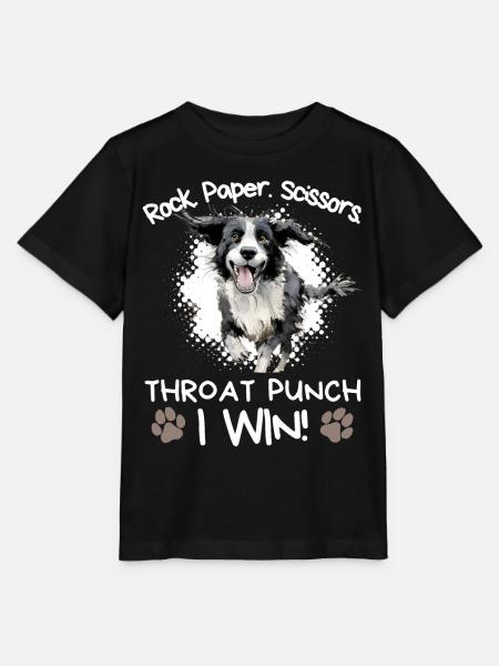 Rock Paper Scissors Throat Punch - Border Collie - Stanley/Stella MINI CREATOR Kids’ T-Shirt - black