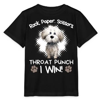 Rock Paper Scissors Throat Punch Bichon Frise Dog - Stanley/Stella MINI CREATOR Kids’ T-Shirt - black - Front - Mikhail (115cm)