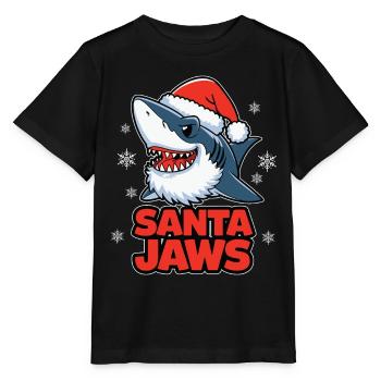 Santa Jaws Funny Christmas Shark Christmas - Stanley/Stella MINI CREATOR Kids’ T-Shirt - black - Front - Mikhail (115cm)