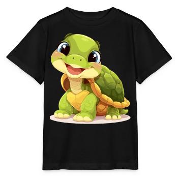 Une tortue mignonne et joyeuse - T-shirt bio MINI CREATOR Stanley/Stella Enfant - noir - Devant - Mikhail (115cm)