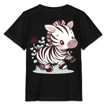 An adorable chibi zebra having fun - Stanley/Stella MINI CREATOR Kids’ T-Shirt - black - Front - Mikhail (115cm)