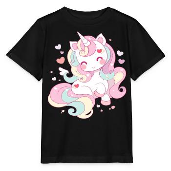 Licorne chibi cadeau bébé et enfant - T-shirt bio MINI CREATOR Stanley/Stella Enfant - noir - Devant - Mikhail (115cm)