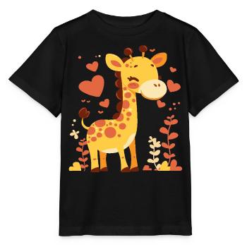 Cadeau de girafe chibi mignonne pour une naissance - T-shirt bio MINI CREATOR Stanley/Stella Enfant - noir - Devant - Mikhail (115cm)