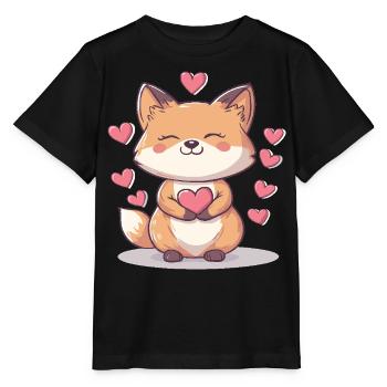 Ein Chibi-Fuchs als Babygeschenk - Stanley/Stella Kinder T-Shirt MINI CREATOR  - Schwarz - Vorne - Mikhail (115cm)
