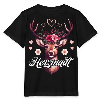 Trachtenshirt Damen Herzmadl T-Shirt Tracht Dirndl - Stanley/Stella Kinder T-Shirt MINI CREATOR  - Schwarz - Vorne - Mikhail (115cm)