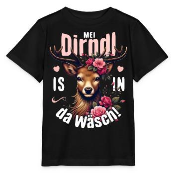 Trachtenshirt Damen Trachten T-Shirt Dirndl Ersatz - Stanley/Stella Kinder T-Shirt MINI CREATOR  - Schwarz - Vorne - Mikhail (115cm)
