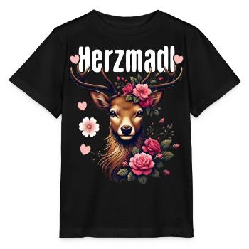 Herzmadl Shirt Damen Trachtenshirt Dirndl T-Shirt - Stanley/Stella Kinder T-Shirt MINI CREATOR  - Schwarz - Vorne - Mikhail (115cm)