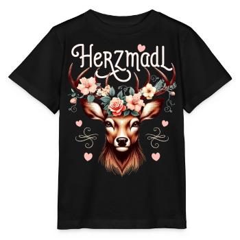 Trachten T-Shirt Herzmadl Damen Trachtenshirt - Stanley/Stella Kinder T-Shirt MINI CREATOR  - Schwarz - Vorne - Mikhail (115cm)