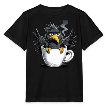 L’oiseau ne veut pas de café avant que vous ne demandiez non - T-shirt bio MINI CREATOR Stanley/Stella Enfant - noir - Devant - Mikhail (115cm)