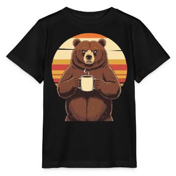 Grim Bear Coffee Mug Bears Coffee Tired - Stanley/Stella MINI CREATOR Kids’ T-Shirt - black - Front - Mikhail (115cm)