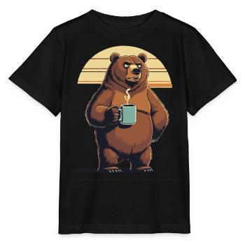 Grim Bear Coffee Mug Bears Coffee Tired - Stanley/Stella MINI CREATOR Kids’ T-Shirt - black - Front - Mikhail (115cm)