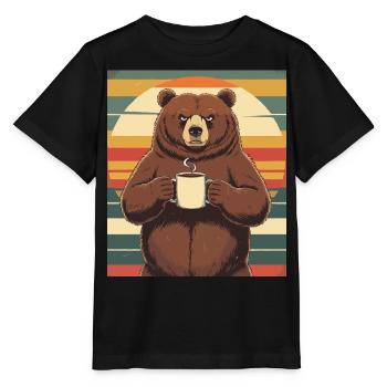 Grim Bear Coffee Mug Bears Coffee Tired - Stanley/Stella MINI CREATOR Kids’ T-Shirt - black - Front - Mikhail (115cm)