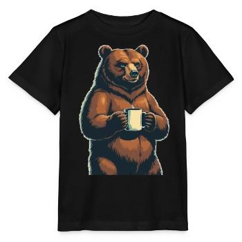 Grim Bear Coffee Mug Bears Coffee Tired - Stanley/Stella MINI CREATOR Kids’ T-Shirt - black - Front - Mikhail (115cm)
