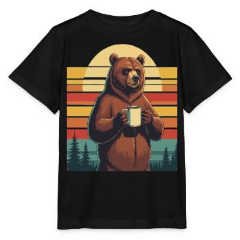 Grim Bear Coffee Mug Bears Coffee Tired - Stanley/Stella MINI CREATOR Kids’ T-Shirt - black - Front - Mikhail (115cm)