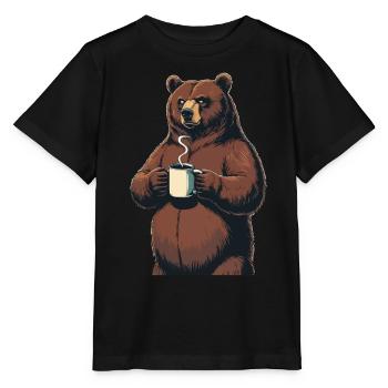 Grim Bear Coffee Mug Bears Coffee Tired - Stanley/Stella MINI CREATOR Kids’ T-Shirt - black - Front - Mikhail (115cm)