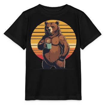 Grim Bear Coffee Mug Bears Coffee Tired - Stanley/Stella MINI CREATOR Kids’ T-Shirt - black - Front - Mikhail (115cm)