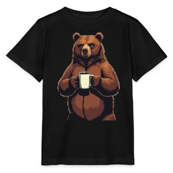 Grim Bear Coffee Mug Bears Coffee Tired - Stanley/Stella MINI CREATOR Kids’ T-Shirt - black - Front - Mikhail (115cm)